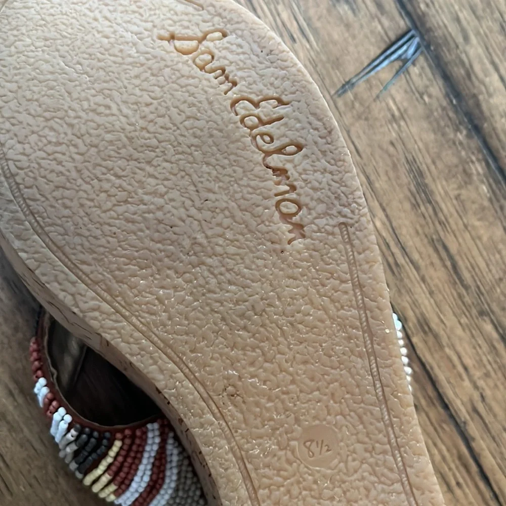 Beaded Sam Edelman Wedged Sandals - Picture 4 of 7